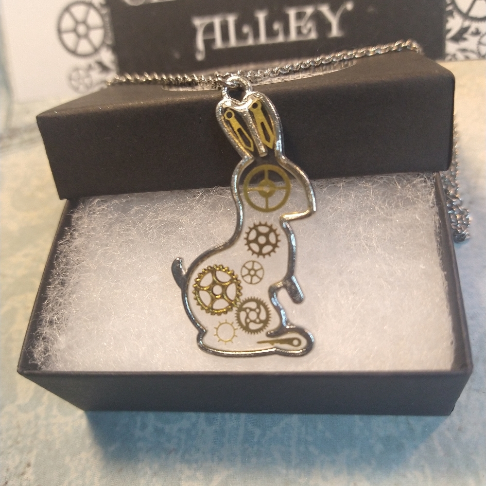 Steampunk Bunny Rabbit Pendant Necklace